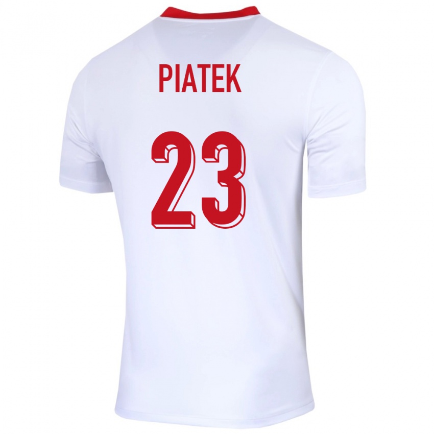 Enfant Maillot Pologne Krzysztof Piatek #23 Blanc Tenues Domicile 24-26 T-Shirt Belgique