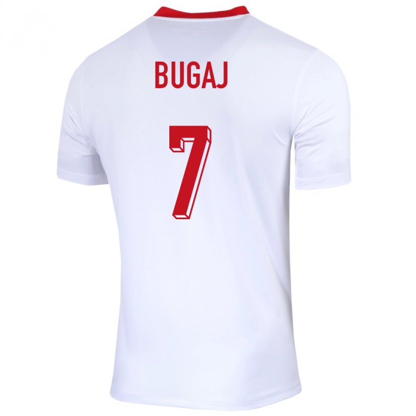 Enfant Maillot Pologne Dawid Bugaj #7 Blanc Tenues Domicile 24-26 T-Shirt Belgique