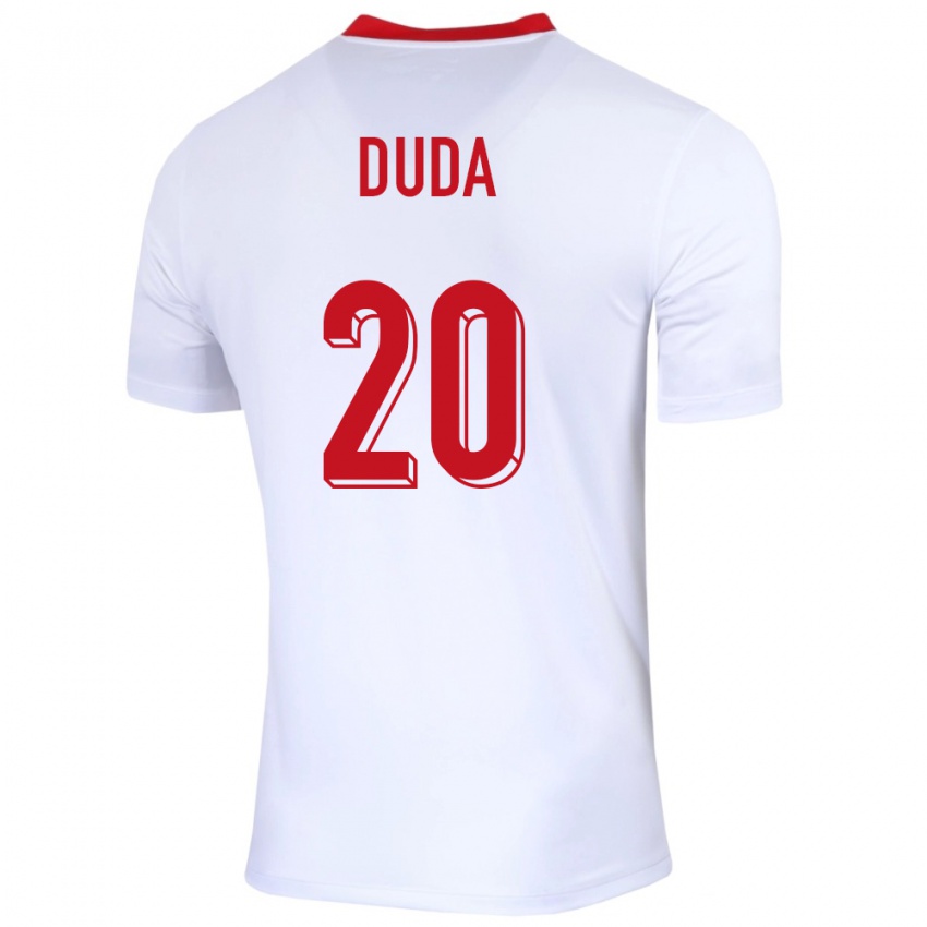 Kinder Polen Kacper Duda #20 Weiß Heimtrikot Trikot 24-26 T-Shirt Belgien