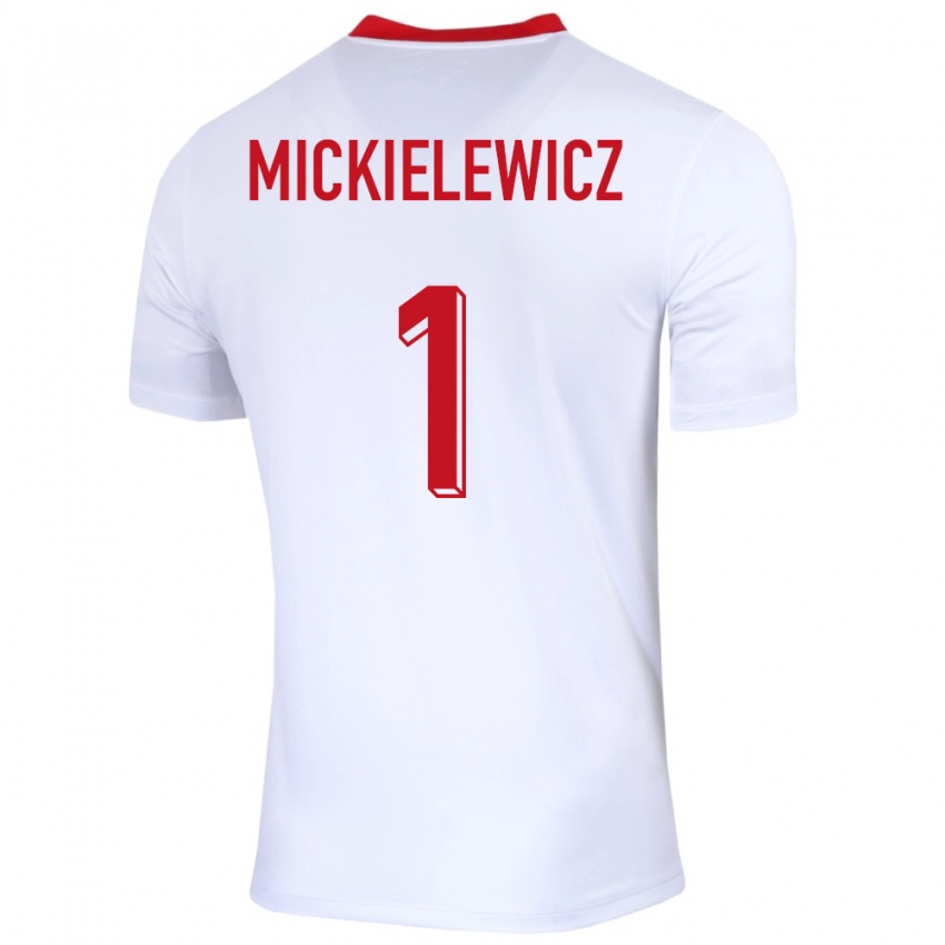 Enfant Maillot Pologne Aleksander Mickielewicz #1 Blanc Tenues Domicile 24-26 T-Shirt Belgique
