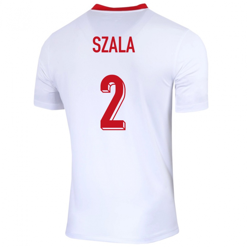 Enfant Maillot Pologne Dominik Szala #2 Blanc Tenues Domicile 24-26 T-Shirt Belgique