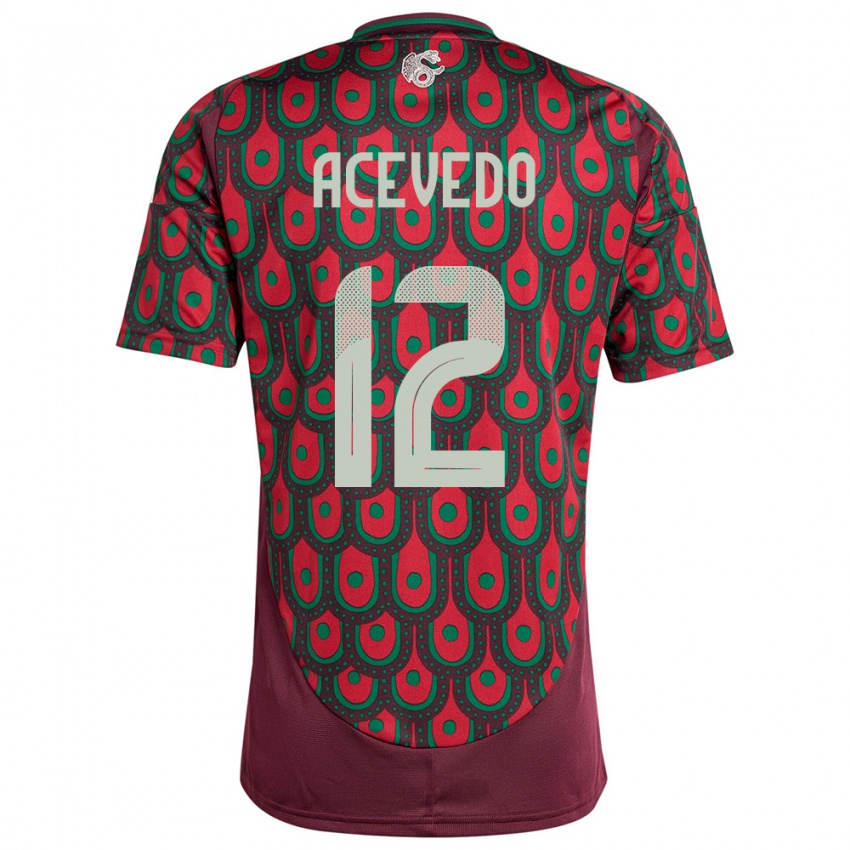 Kinderen Mexico Carlos Acevedo #12 Kastanjebruin Thuisshirt Thuistenue 24-26 T-Shirt België