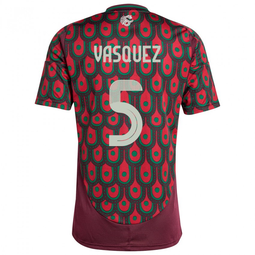 Enfant Maillot Mexique Johan Vasquez #5 Bordeaux Tenues Domicile 24-26 T-Shirt Belgique