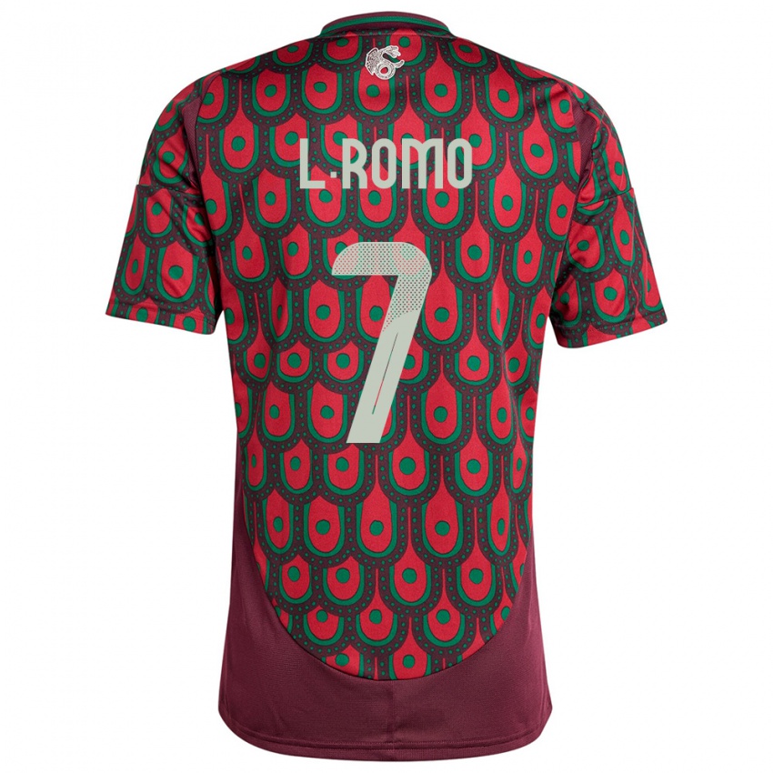 Kinderen Mexico Luis Romo #7 Kastanjebruin Thuisshirt Thuistenue 24-26 T-Shirt België