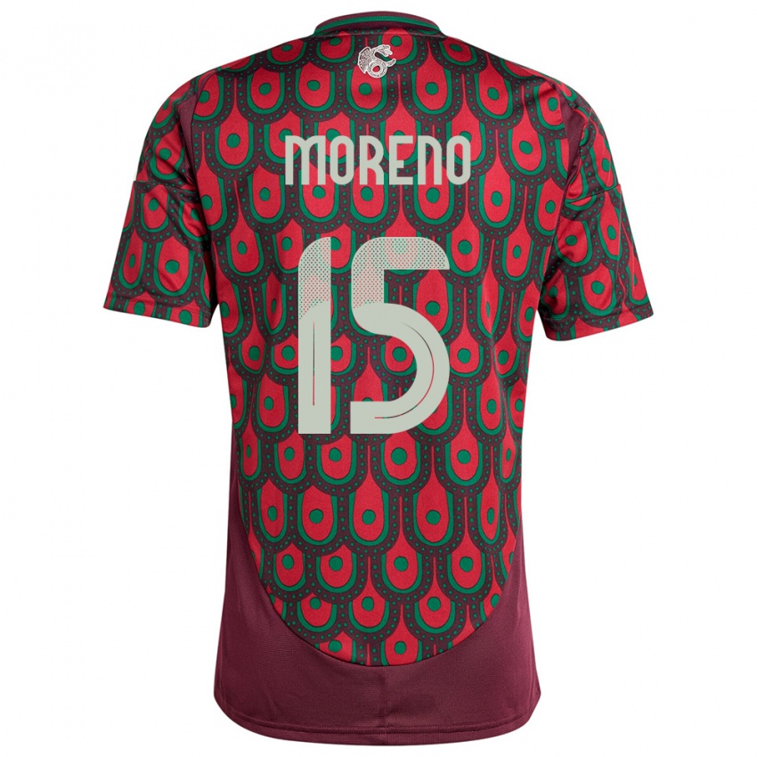 Enfant Maillot Mexique Hector Moreno #15 Bordeaux Tenues Domicile 24-26 T-Shirt Belgique