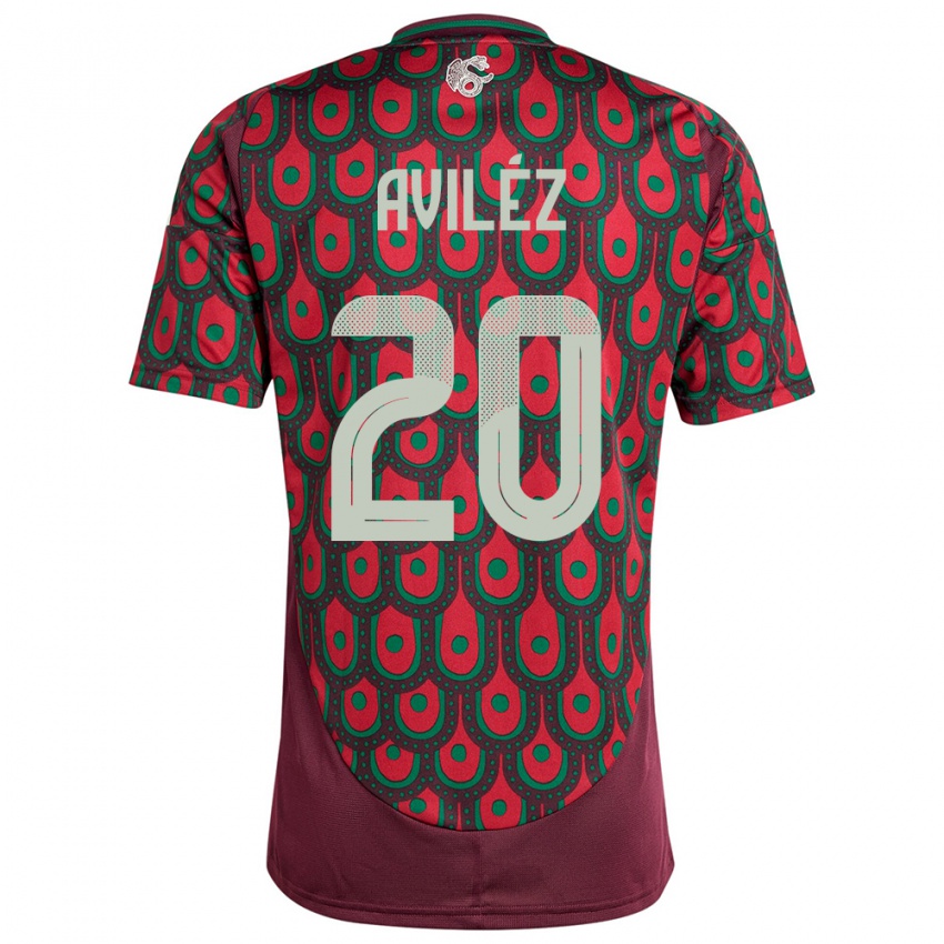 Kinderen Mexico Aylin Avilez #20 Kastanjebruin Thuisshirt Thuistenue 24-26 T-Shirt België