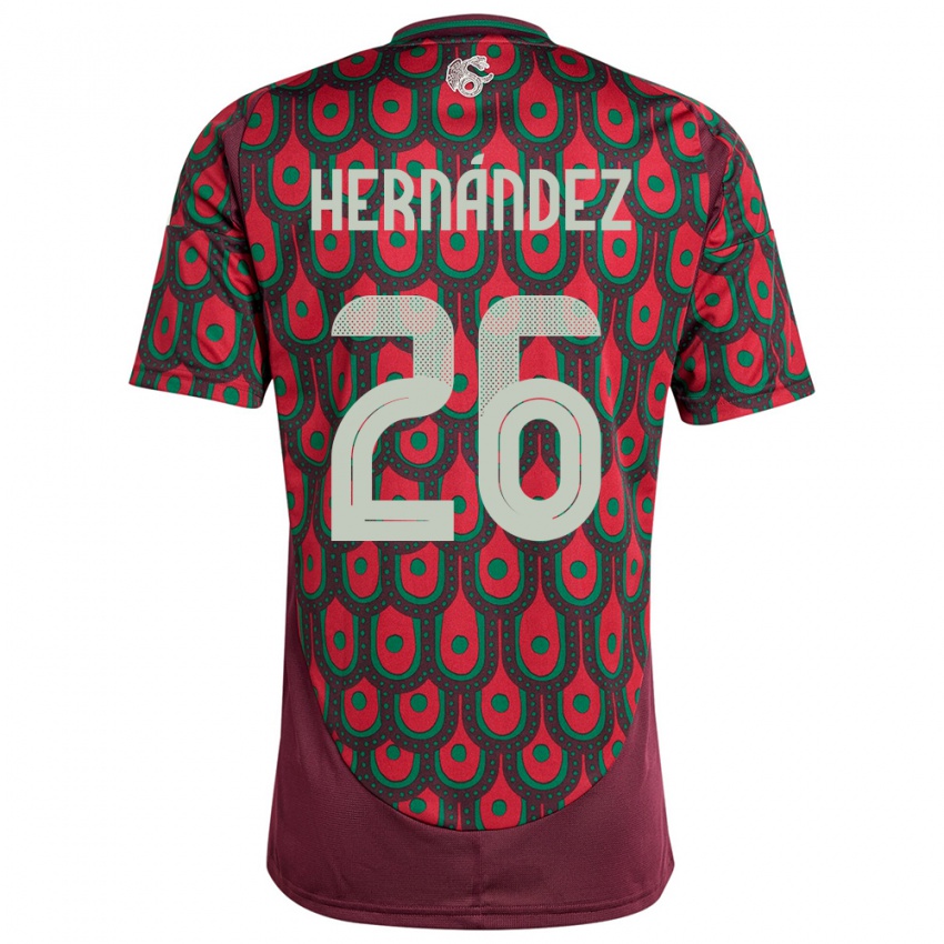 Enfant Maillot Mexique Nicolette Hernandez #26 Bordeaux Tenues Domicile 24-26 T-Shirt Belgique