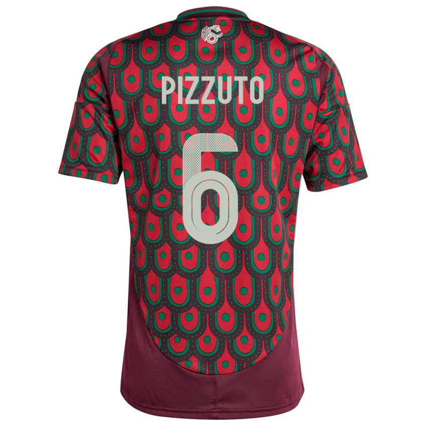 Enfant Maillot Mexique Eugenio Pizzuto #6 Bordeaux Tenues Domicile 24-26 T-Shirt Belgique