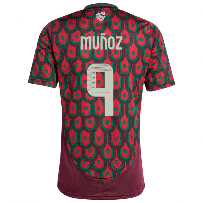 Kinderen Mexico Santiago Munoz #9 Kastanjebruin Thuisshirt Thuistenue 24-26 T-Shirt België