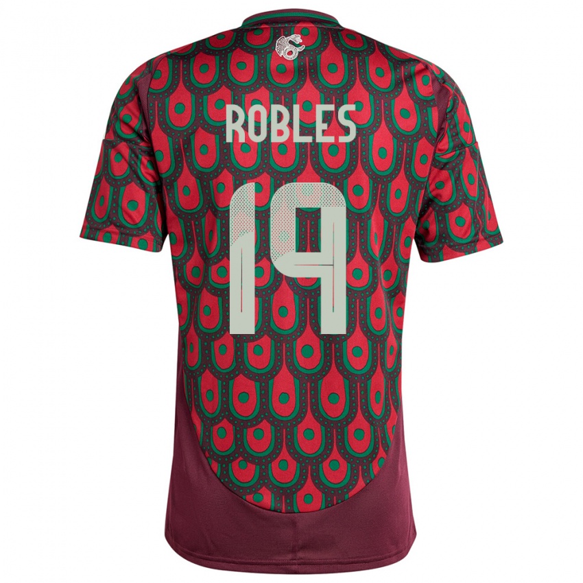 Enfant Maillot Mexique Angel Robles #19 Bordeaux Tenues Domicile 24-26 T-Shirt Belgique