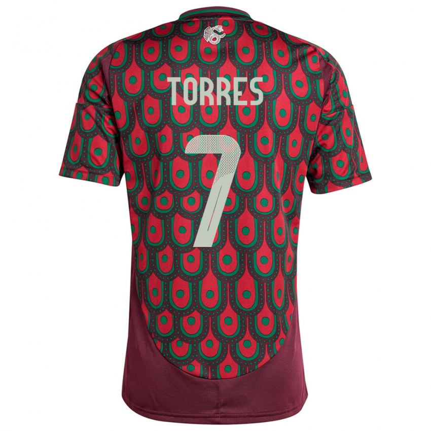 Enfant Maillot Mexique Christian Torres #7 Bordeaux Tenues Domicile 24-26 T-Shirt Belgique