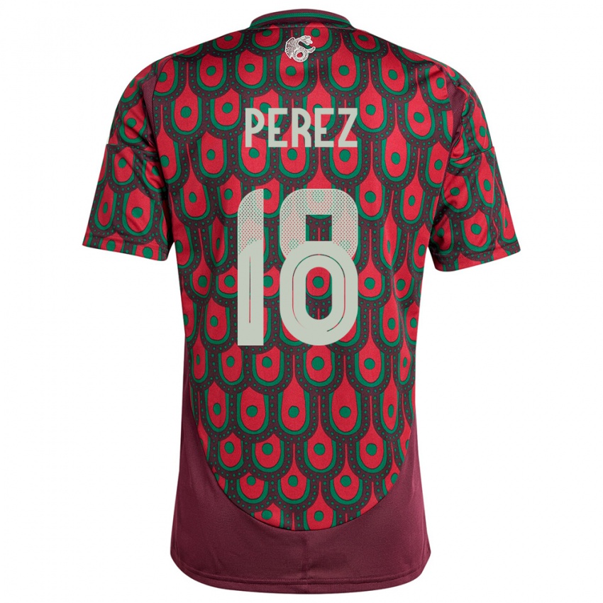 Kinderen Mexico Jonathan Perez #18 Kastanjebruin Thuisshirt Thuistenue 24-26 T-Shirt België