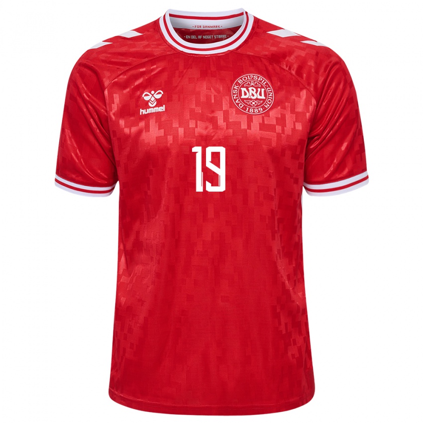 Kinder Dänemark Jakob Breum #19 Rot Heimtrikot Trikot 24-26 T-Shirt Belgien