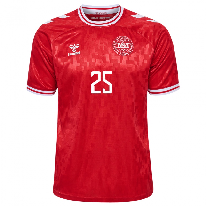 Enfant Maillot Danemark Rasmus Kristensen #25 Rouge Tenues Domicile 24-26 T-Shirt Belgique