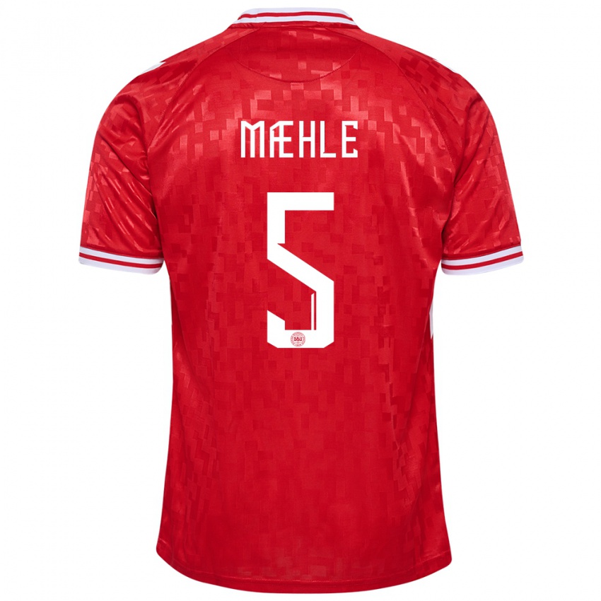 Kinderen Denemarken Joakim Maehle #5 Rood Thuisshirt Thuistenue 24-26 T-Shirt België