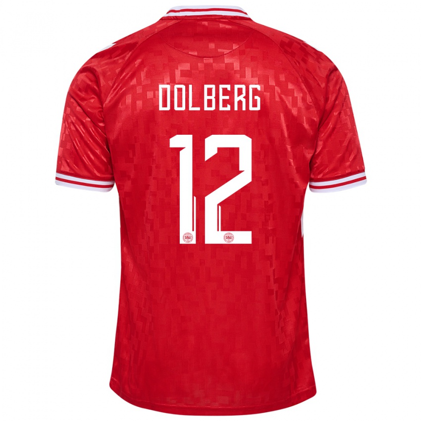 Kinderen Denemarken Kasper Dolberg #12 Rood Thuisshirt Thuistenue 24-26 T-Shirt België