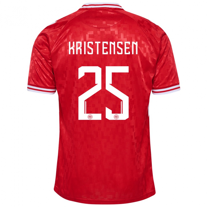 Kinder Dänemark Rasmus Kristensen #25 Rot Heimtrikot Trikot 24-26 T-Shirt Belgien