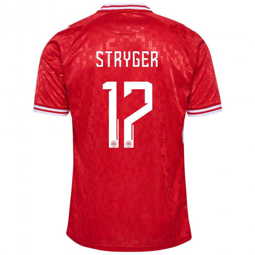 Enfant Maillot Danemark Jens Stryger Larsen #17 Rouge Tenues Domicile 24-26 T-Shirt Belgique