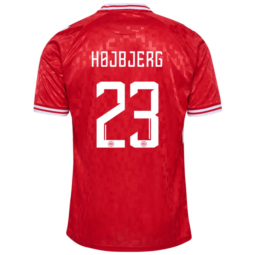 Kinder Dänemark Pierre Emile Hojbjerg #23 Rot Heimtrikot Trikot 24-26 T-Shirt Belgien