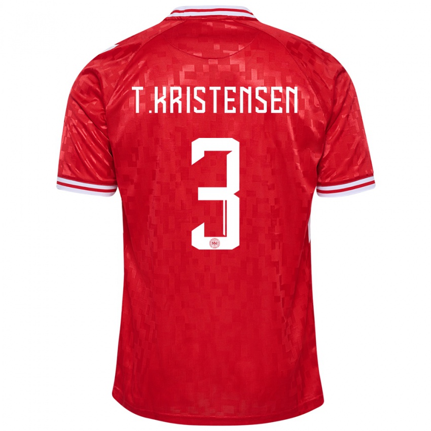 Kinder Dänemark Thomas Kristensen #3 Rot Heimtrikot Trikot 24-26 T-Shirt Belgien