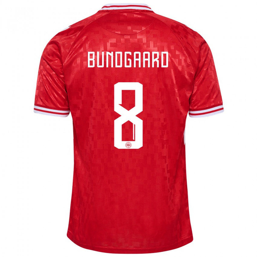 Kinderen Denemarken Filip Bundgaard #8 Rood Thuisshirt Thuistenue 24-26 T-Shirt België