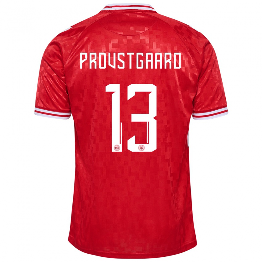 Kinder Dänemark Oliver Provstgaard #13 Rot Heimtrikot Trikot 24-26 T-Shirt Belgien