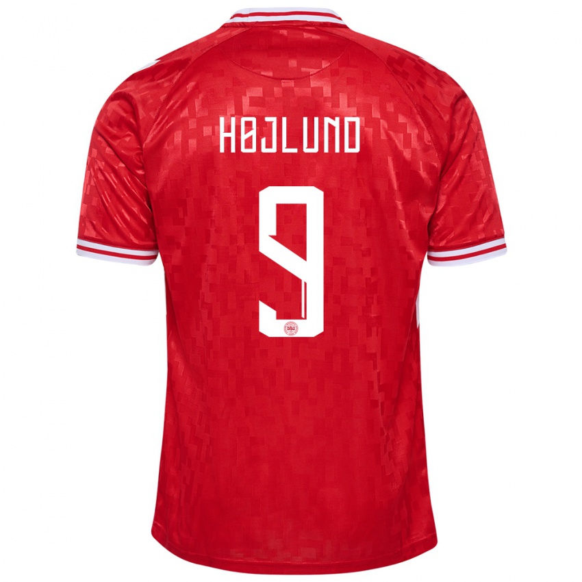 Enfant Maillot Danemark Emil Højlund #9 Rouge Tenues Domicile 24-26 T-Shirt Belgique