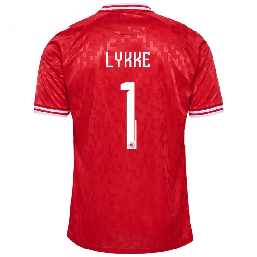 Kinder Dänemark William Lykke #1 Rot Heimtrikot Trikot 24-26 T-Shirt Belgien