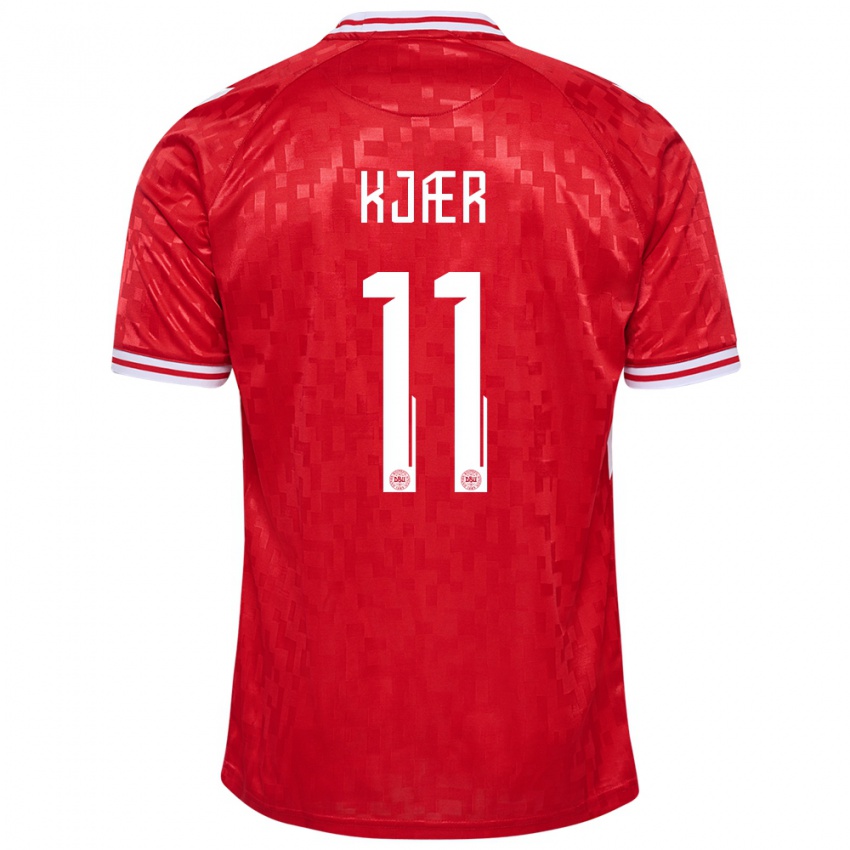 Kinder Dänemark Jeppe Kjær #11 Rot Heimtrikot Trikot 24-26 T-Shirt Belgien