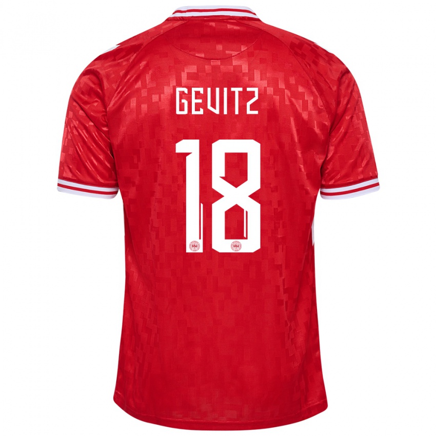 Enfant Maillot Danemark Luna Gevitz #18 Rouge Tenues Domicile 24-26 T-Shirt Belgique