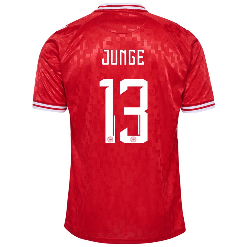 Enfant Maillot Danemark Sofie Junge #13 Rouge Tenues Domicile 24-26 T-Shirt Belgique