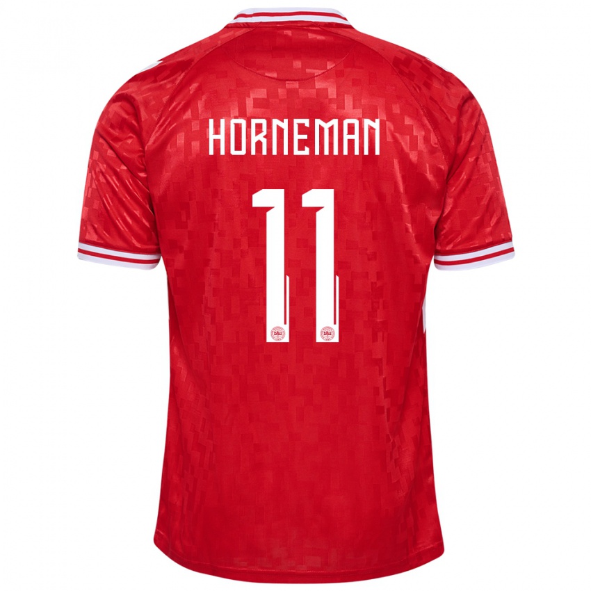 Enfant Maillot Danemark Charly Horneman #11 Rouge Tenues Domicile 24-26 T-Shirt Belgique