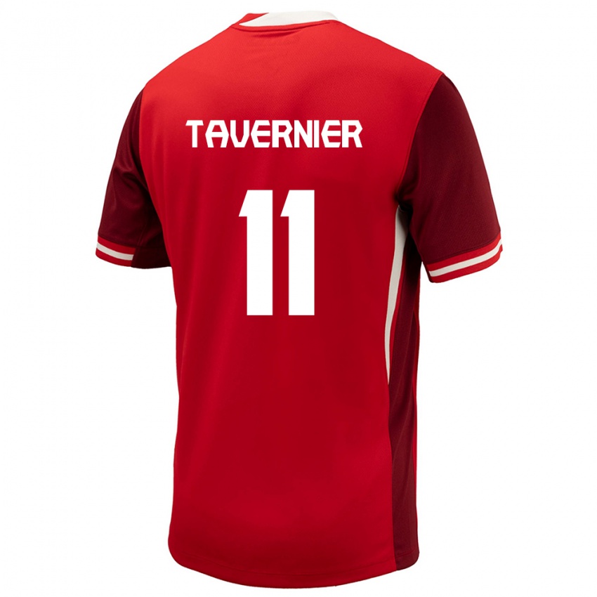 Enfant Maillot Canada Kevaughn Tavernier #11 Rouge Tenues Domicile 24-26 T-Shirt Belgique