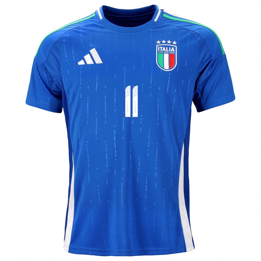 Enfant Maillot Italie Giacomo Raspadori #11 Bleu Tenues Domicile 24-26 T-Shirt Belgique