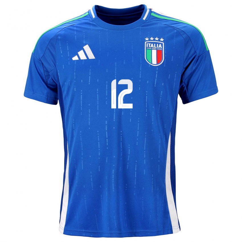 Enfant Maillot Italie Guglielmo Vicario #12 Bleu Tenues Domicile 24-26 T-Shirt Belgique