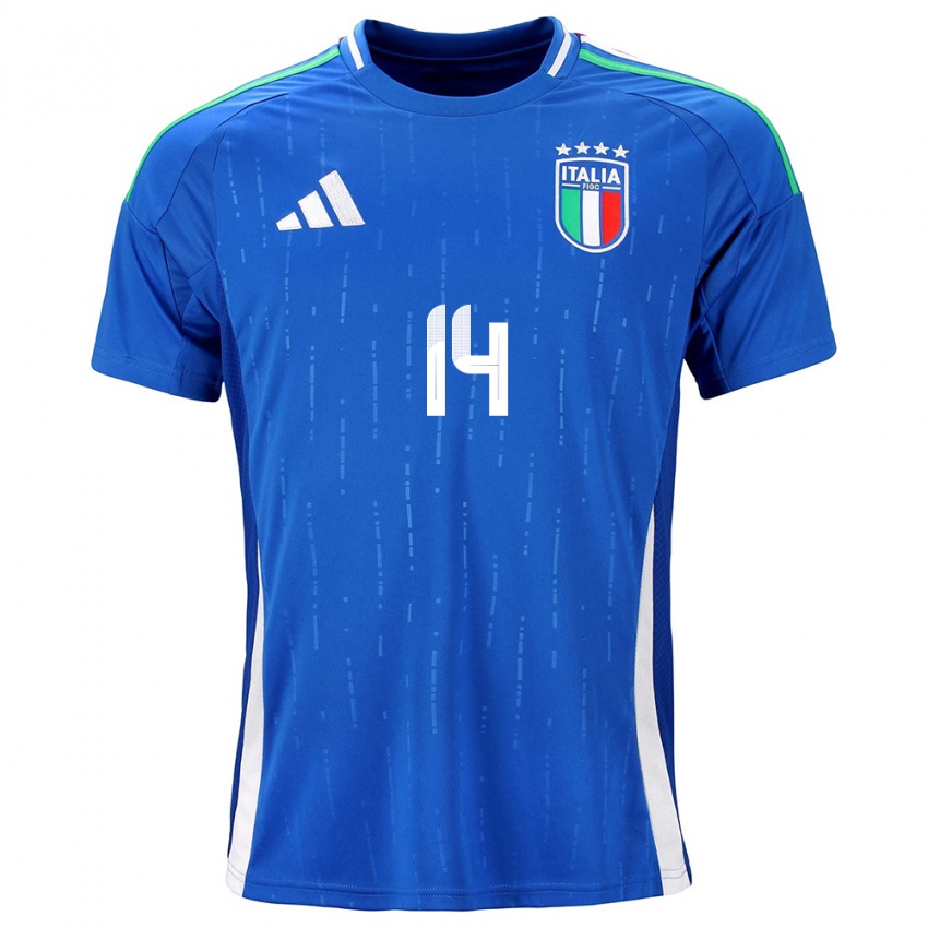 Enfant Maillot Italie Chiara Beccari #14 Bleu Tenues Domicile 24-26 T-Shirt Belgique