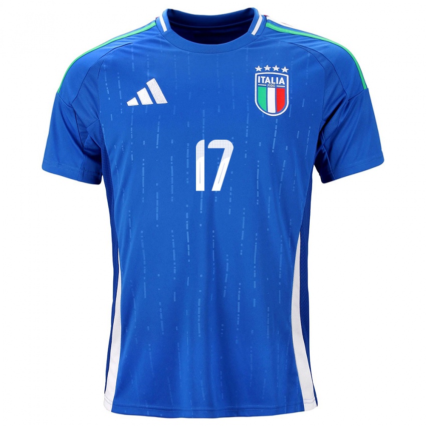 Enfant Maillot Italie Gianluca Mancini #17 Bleu Tenues Domicile 24-26 T-Shirt Belgique