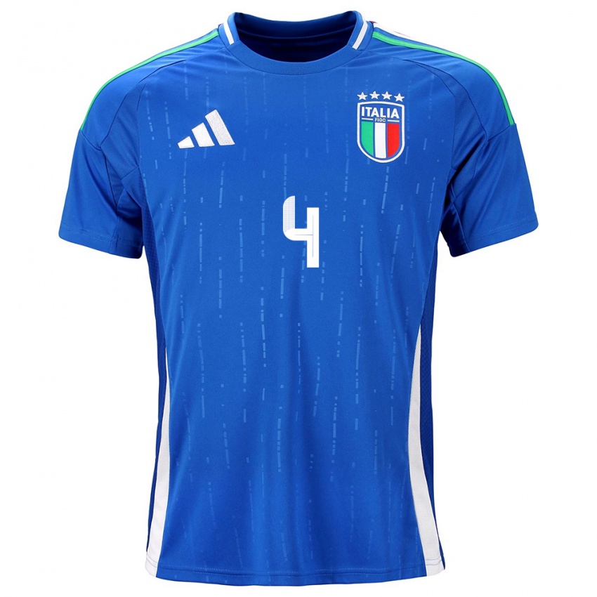 Enfant Maillot Italie Pietro La Torre #4 Bleu Tenues Domicile 24-26 T-Shirt Belgique