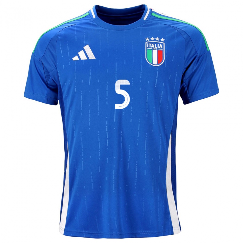 Enfant Maillot Italie Cristiano Biraghi #5 Bleu Tenues Domicile 24-26 T-Shirt Belgique