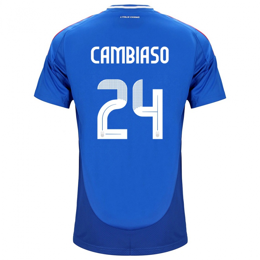 Enfant Maillot Italie Andrea Cambiaso #24 Bleu Tenues Domicile 24-26 T-Shirt Belgique