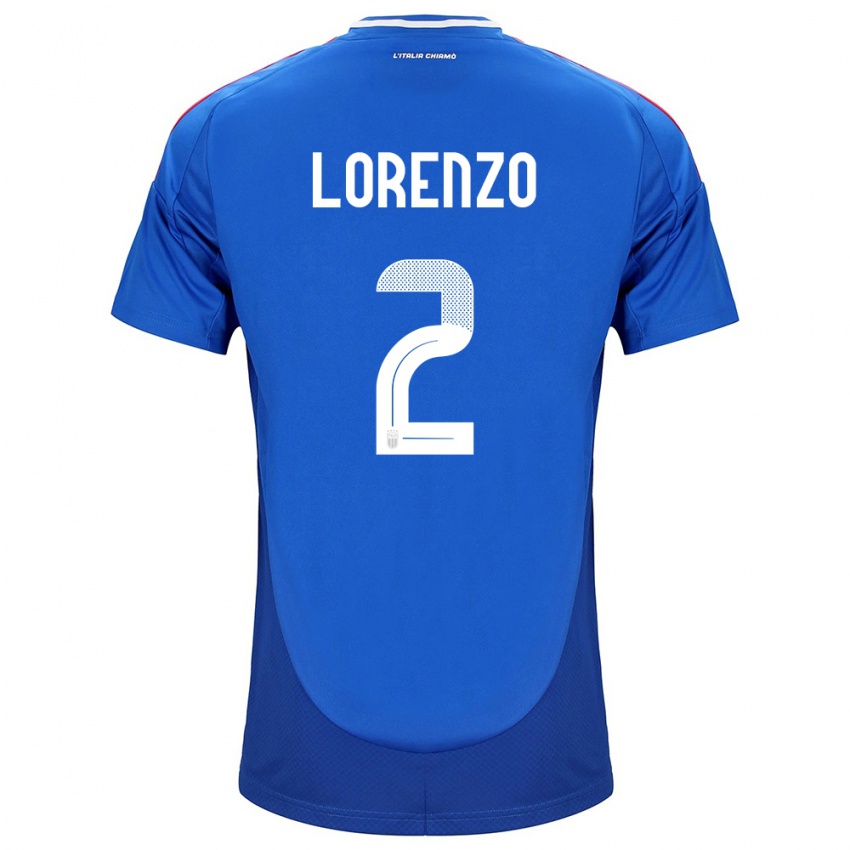 Enfant Maillot Italie Giovanni Di Lorenzo #2 Bleu Tenues Domicile 24-26 T-Shirt Belgique