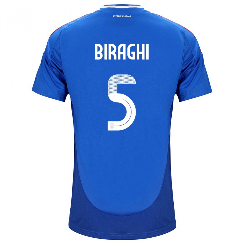 Enfant Maillot Italie Cristiano Biraghi #5 Bleu Tenues Domicile 24-26 T-Shirt Belgique