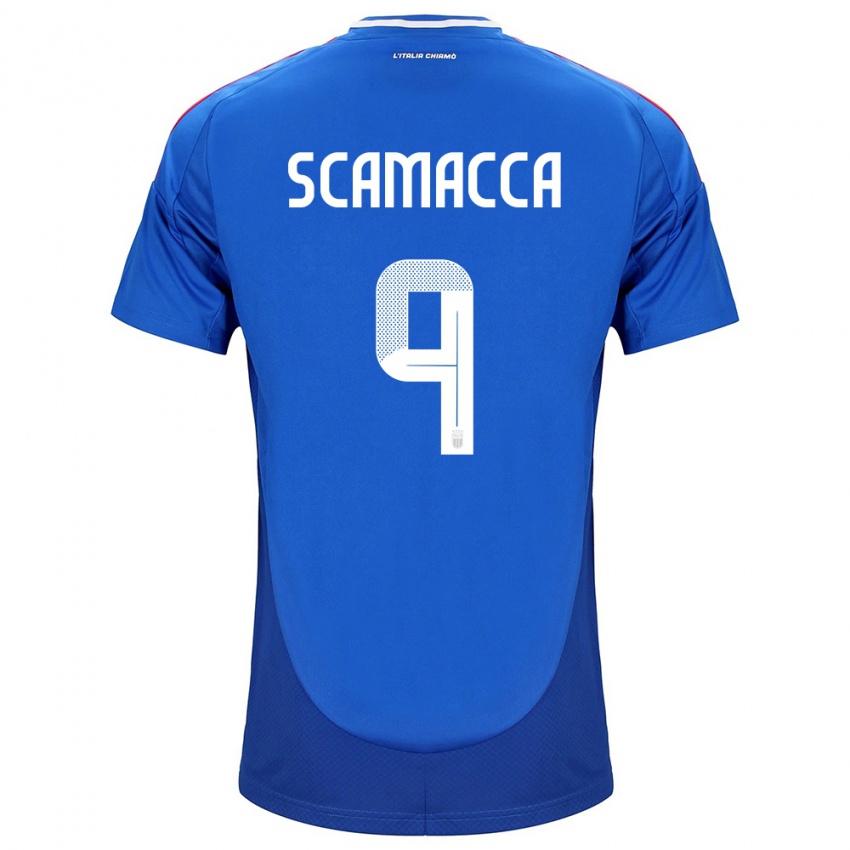 Kinderen Italië Gianluca Scamacca #9 Blauw Thuisshirt Thuistenue 24-26 T-Shirt België