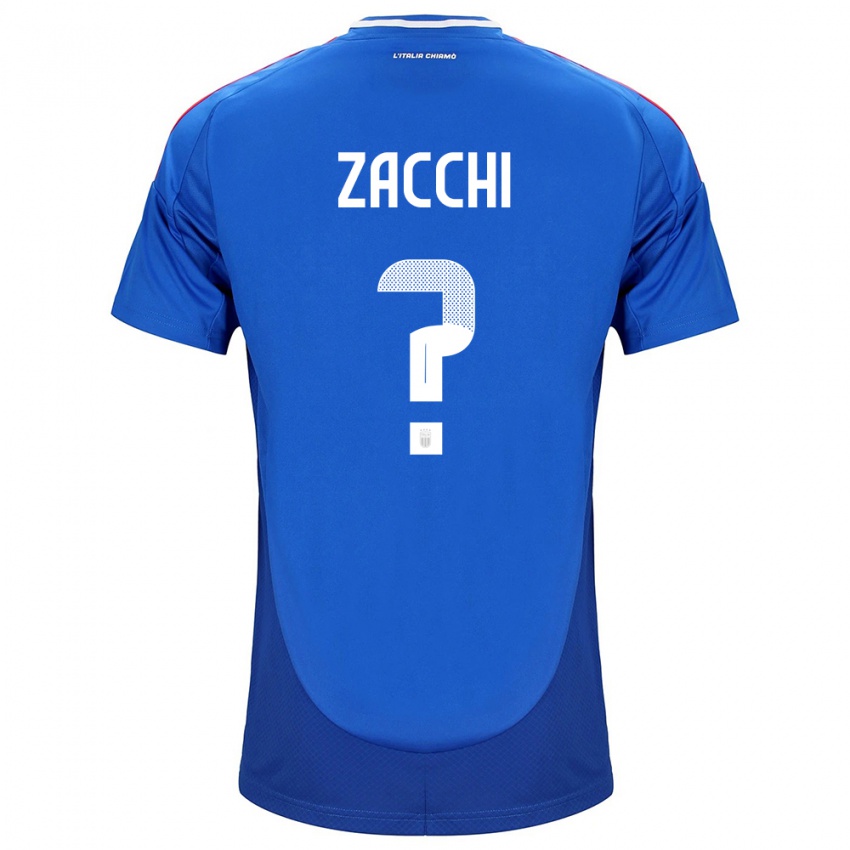 Enfant Maillot Italie Gioele Zacchi #0 Bleu Tenues Domicile 24-26 T-Shirt Belgique