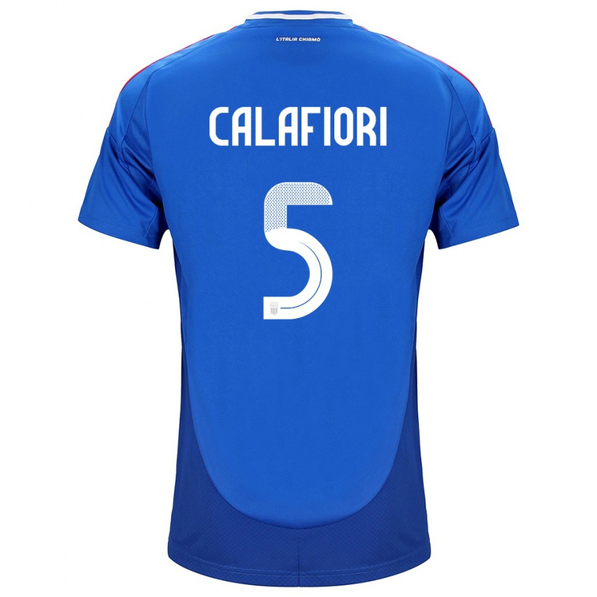 Enfant Maillot Italie Riccardo Calafiori #5 Bleu Tenues Domicile 24-26 T-Shirt Belgique