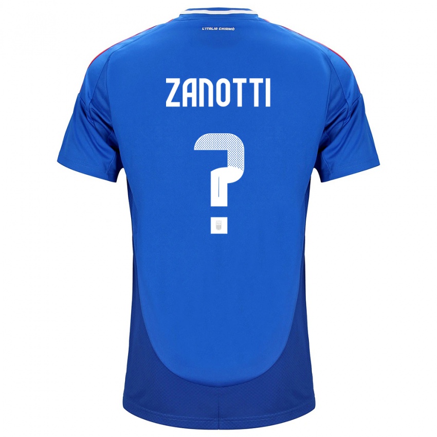 Enfant Maillot Italie Mattia Zanotti #0 Bleu Tenues Domicile 24-26 T-Shirt Belgique