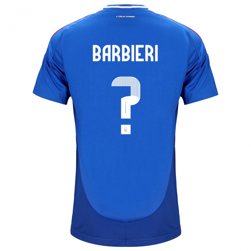 Enfant Maillot Italie Tommaso Barbieri #0 Bleu Tenues Domicile 24-26 T-Shirt Belgique