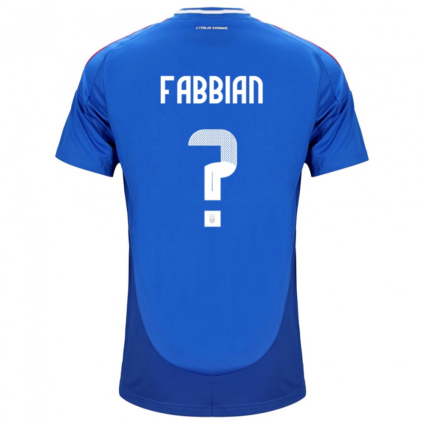 Enfant Maillot Italie Giovanni Fabbian #0 Bleu Tenues Domicile 24-26 T-Shirt Belgique