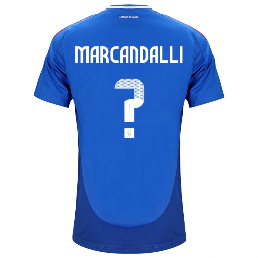 Enfant Maillot Italie Alessandro Marcandalli #0 Bleu Tenues Domicile 24-26 T-Shirt Belgique