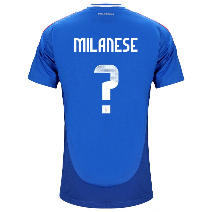 Enfant Maillot Italie Tommaso Milanese #0 Bleu Tenues Domicile 24-26 T-Shirt Belgique